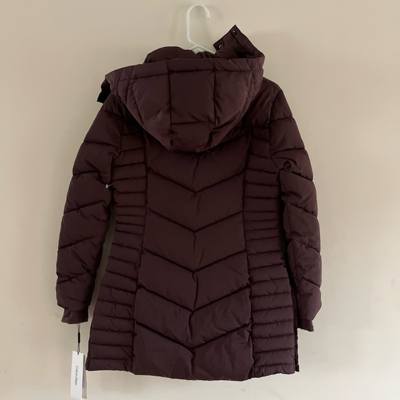 NEW LADIES Calvin Klein Parka Womens SMALL S Puffer Jacket PURPLE WARM Hood - Picture 14 of 15